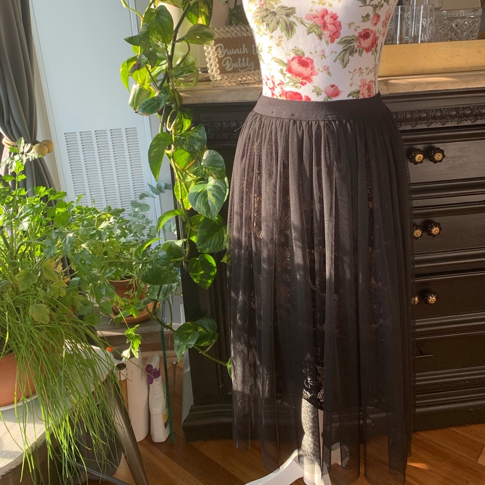 Black tulle lace skirt